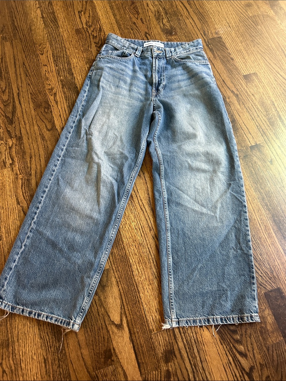 Bershka Men's Light Blue Straight-Leg Jeans